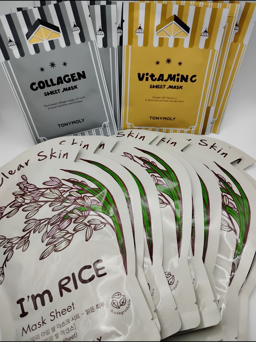 TONYMOLY Vitamin C & Collagen Sheet Mask & TONYMOLY I'm Rice Sheet Mask Duo